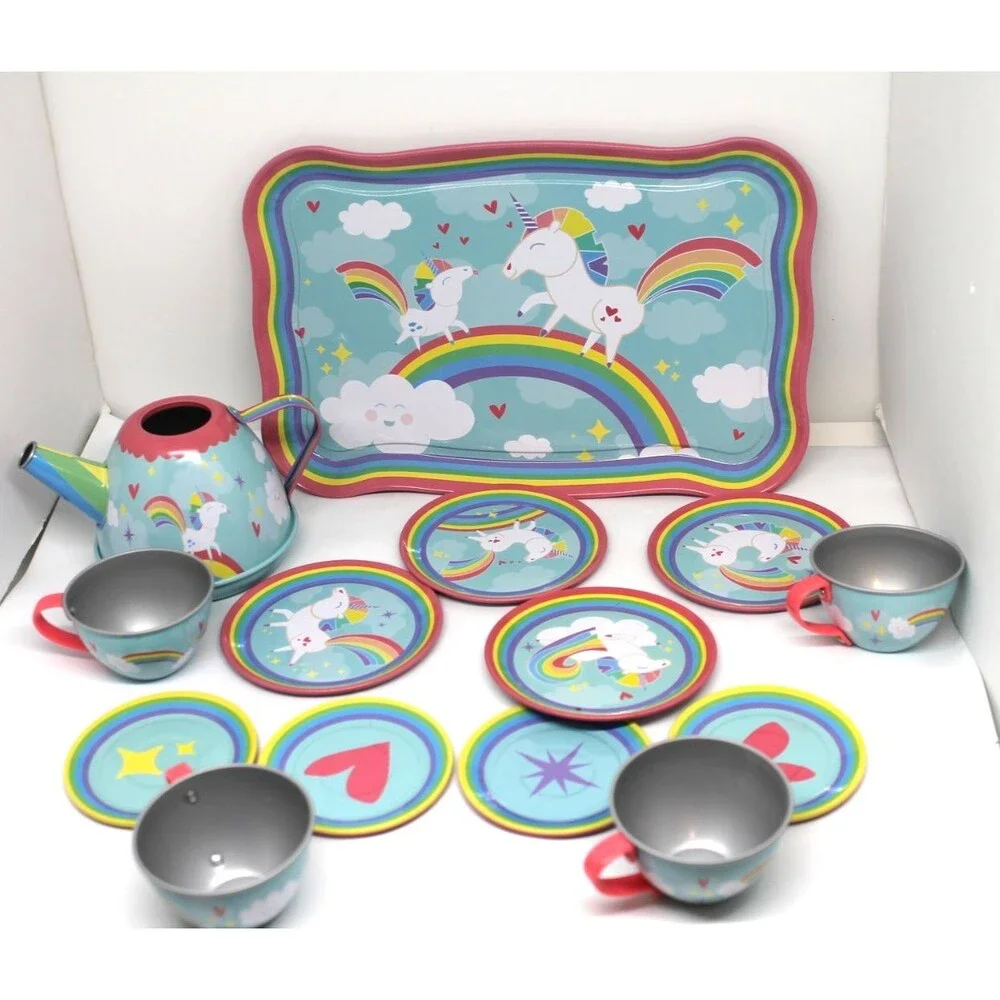 Schylling 14 Piece Unicorn Tin Set Children's Pretend Play Set 2017